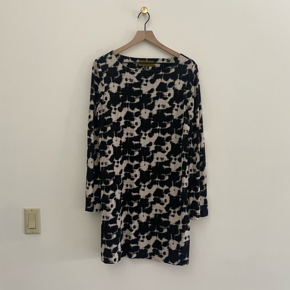 Nicole by Nicole Miller Black White Dress Long Sleeve Women’s L Large - Picture 2 of 4